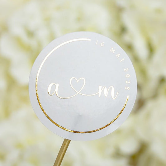"Mélia - Sticker" - Faire-part de mariage chic, élégant et romantique avec dorure or - Wedding stationery - Création Luxe Carterie Studio