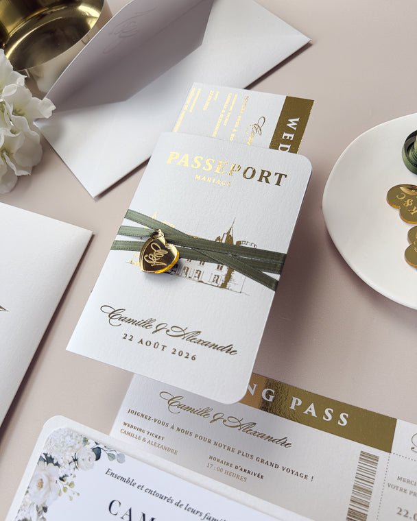 Mila - Passeport - Faire - part - Sans pochette - Aucune enveloppe - Luxe Carterie Studio