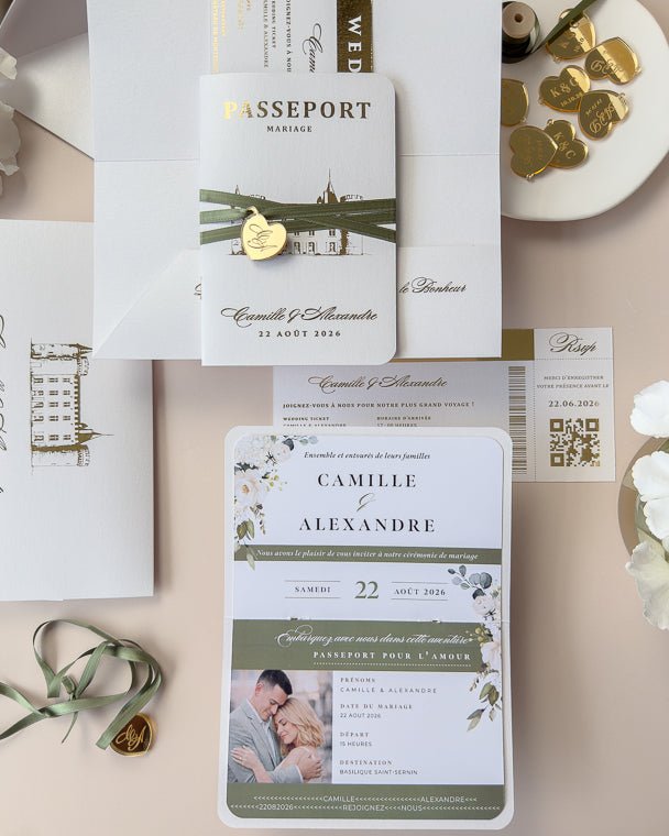 Mila - Passeport - Faire - part - Sans pochette - Aucune enveloppe - Luxe Carterie Studio