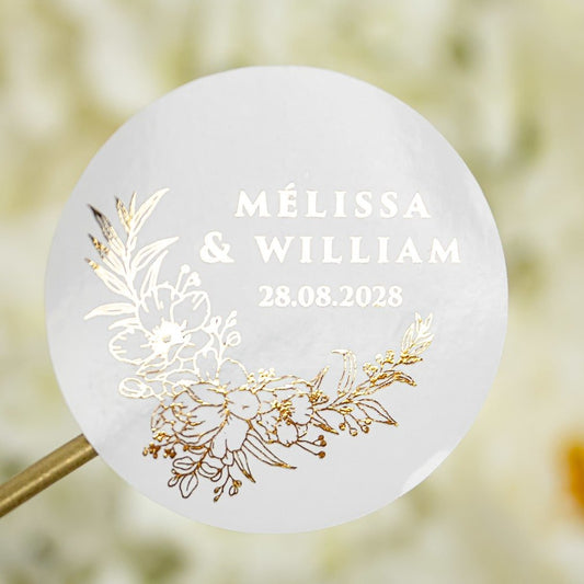 "Mirella - Sticker" - Faire-part de mariage chic, élégant et romantique avec dorure or - Wedding stationery - Création Luxe Carterie Studio