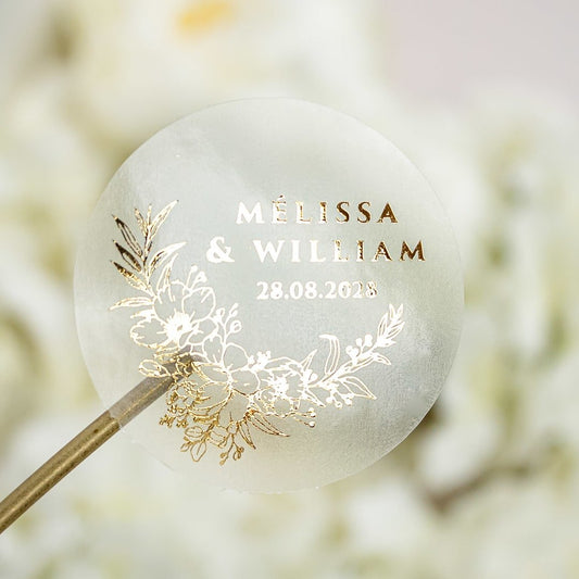 "Mirella - Sticker" - Faire-part de mariage chic, élégant et romantique avec dorure or - Wedding stationery - Création Luxe Carterie Studio