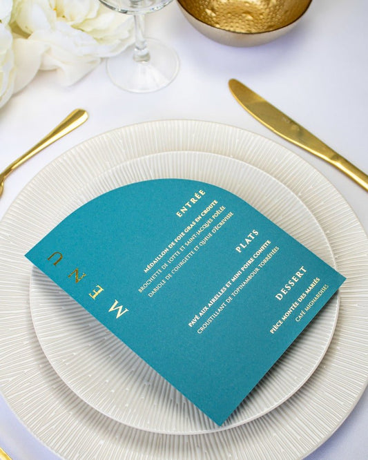 "Molly" - Menu de mariage chic et élégant avec dorure or pour réception de mariage – Papeterie de mariage - Wedding stationery - Création Luxe Carterie Studio