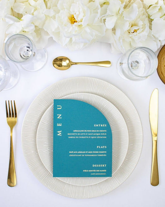 "Molly" - Menu de mariage chic et élégant avec dorure or pour réception de mariage – Papeterie de mariage - Wedding stationery - Création Luxe Carterie Studio