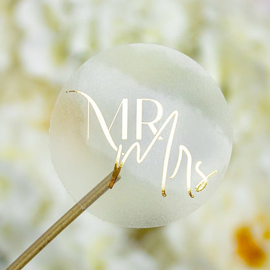 "MR & MRS - Sticker" – Sticker de mariage Mr & Mrs chic et élégant avec dorure or pour cadeaux d’invités – Papeterie de mariage - Wedding stationery - Création Luxe Carterie Studio