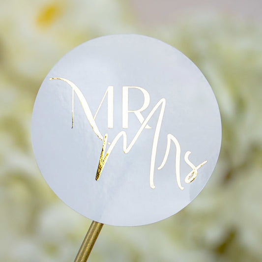 "MR & MRS - Sticker" – Sticker de mariage Mr & Mrs chic et élégant avec dorure or pour cadeaux d’invités – Papeterie de mariage - Wedding stationery - Création Luxe Carterie Studio
