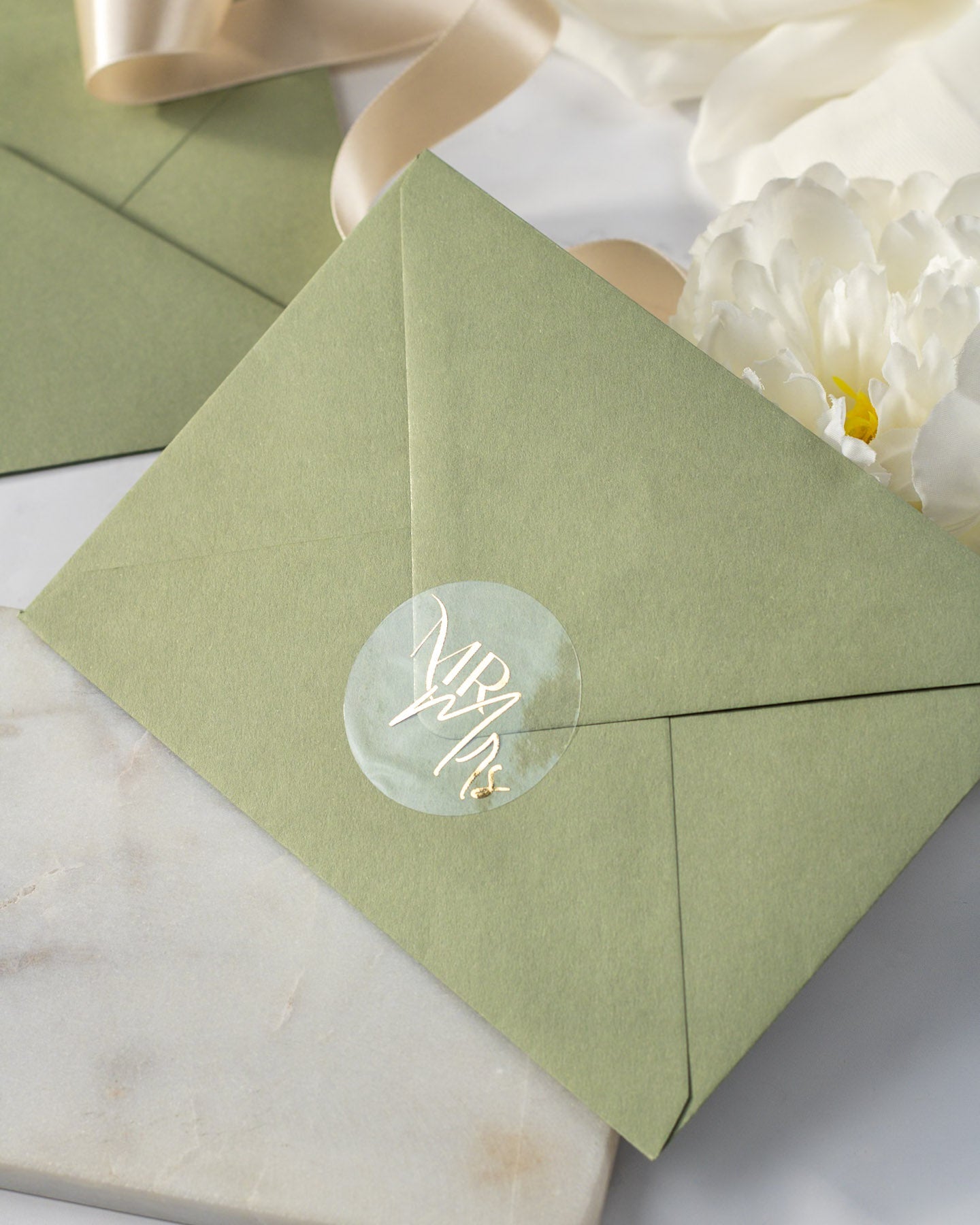 MR & MRS - Sticker (lot de 15) - Stickers étiquettes - 4 cm - Lot de 15 - Luxe Carterie Studio