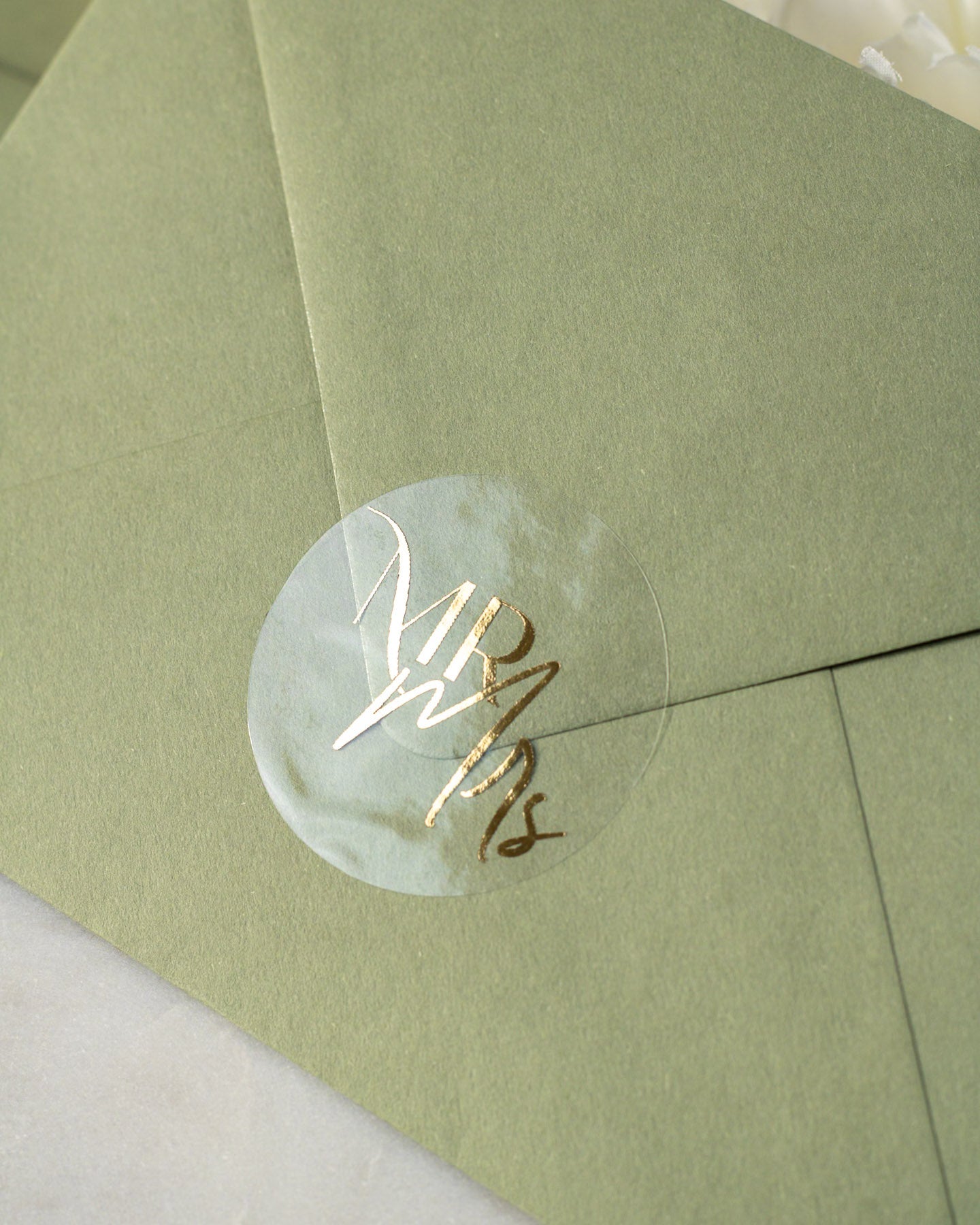 MR & MRS - Sticker (lot de 15) - Stickers étiquettes - 4 cm - Lot de 15 - Luxe Carterie Studio