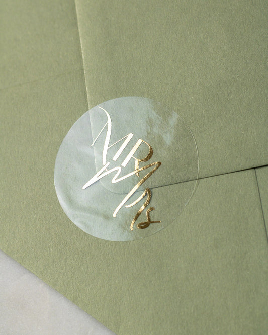 MR & MRS - Sticker (lot de 15) - Stickers étiquettes - 4 cm - Lot de 15 - Luxe Carterie Studio