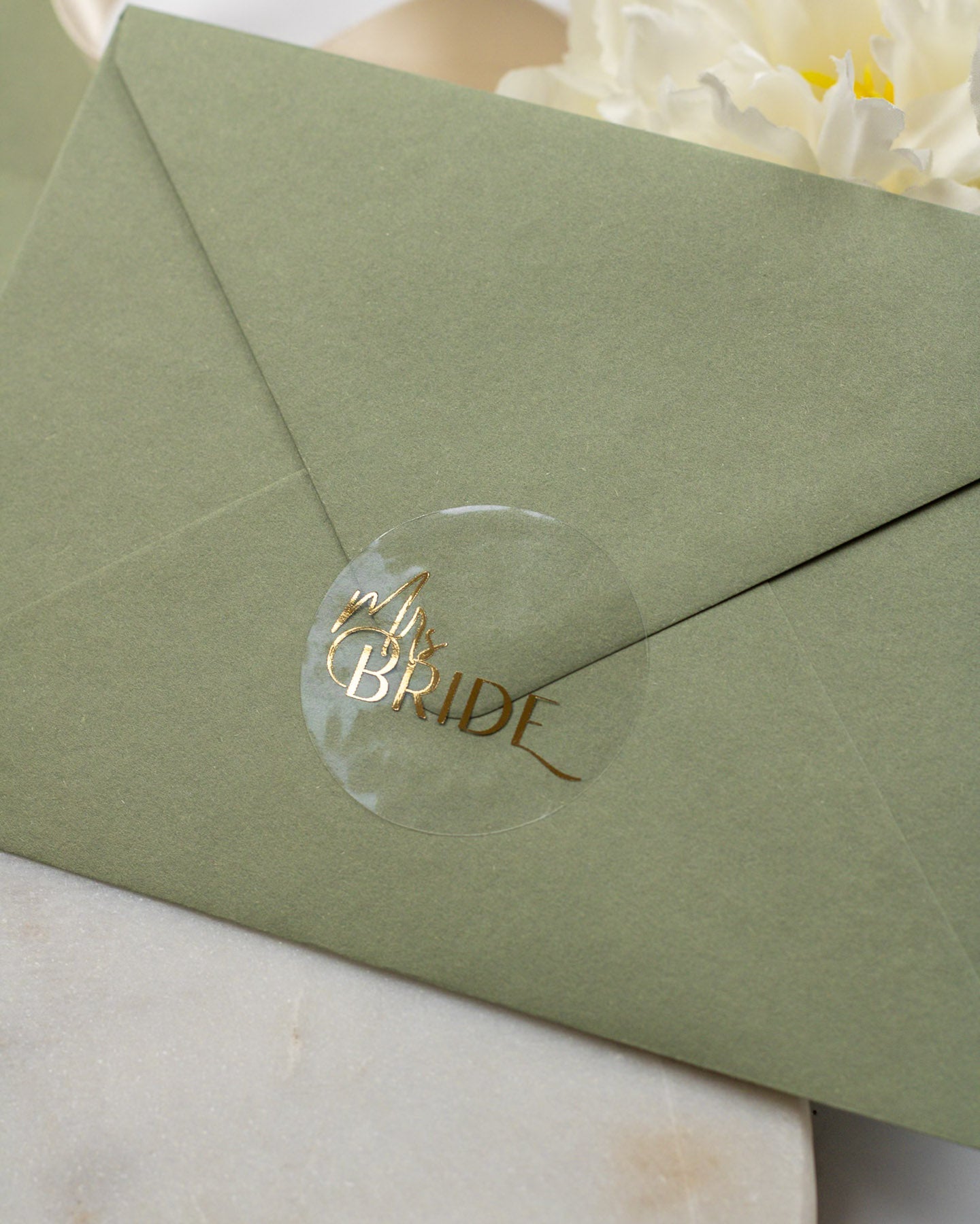 Mrs Bride - Sticker (lot de 15) - Stickers étiquettes - 4 cm - Lot de 15 - Luxe Carterie Studio