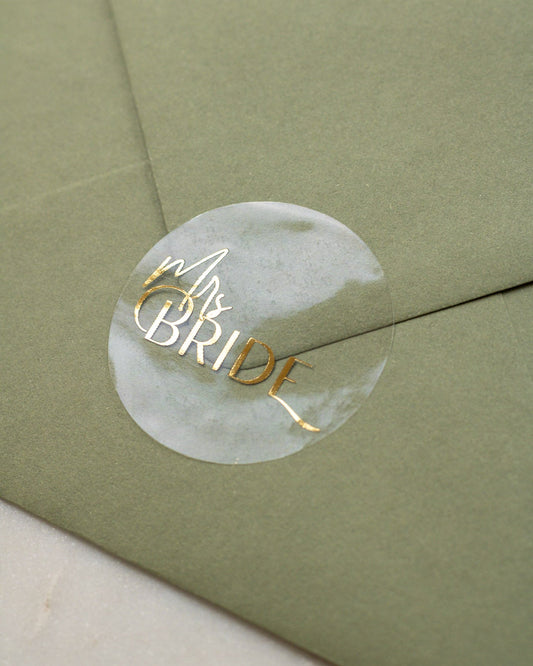 Mrs Bride - Sticker (lot de 15) - Stickers étiquettes - 4 cm - Lot de 15 - Luxe Carterie Studio