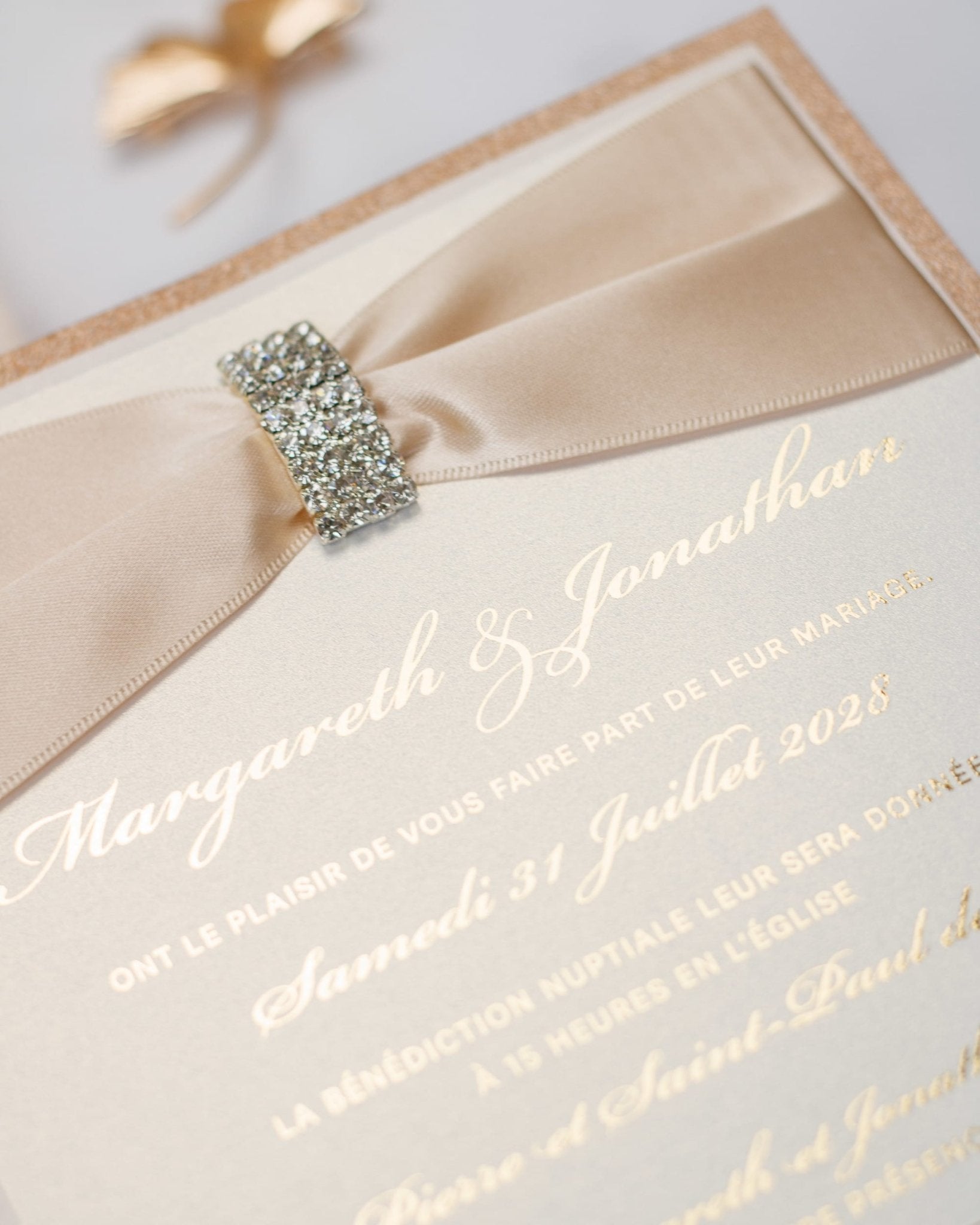 "Myosotis" - Faire-part de mariage chic, élégant et romantique avec dorure or - Wedding stationery - Création Luxe Carterie Studio