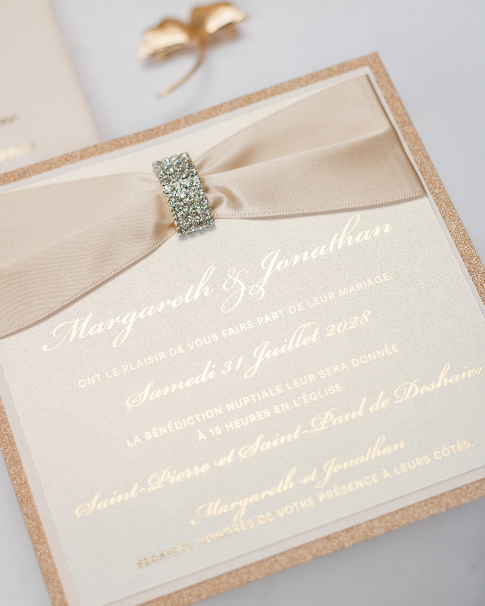 "Myosotis" - Faire-part de mariage chic, élégant et romantique avec dorure or - Wedding stationery - Création Luxe Carterie Studio