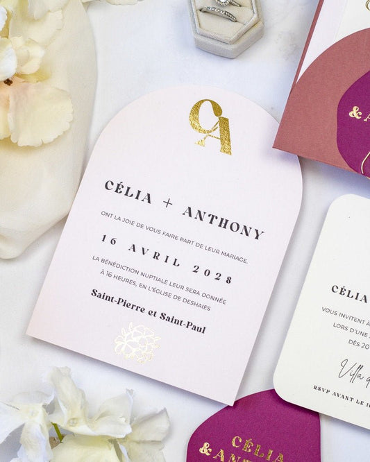 Nacre - Faire - part - Sans enveloppe - Luxe Carterie Studio