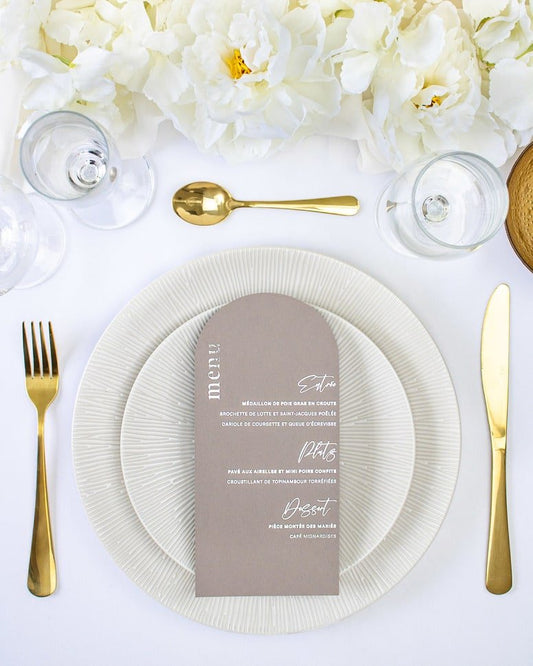 "Nessa" - Menu de mariage chic et élégant avec dorure or pour réception de mariage – Papeterie de mariage - Wedding stationery - Création Luxe Carterie Studio