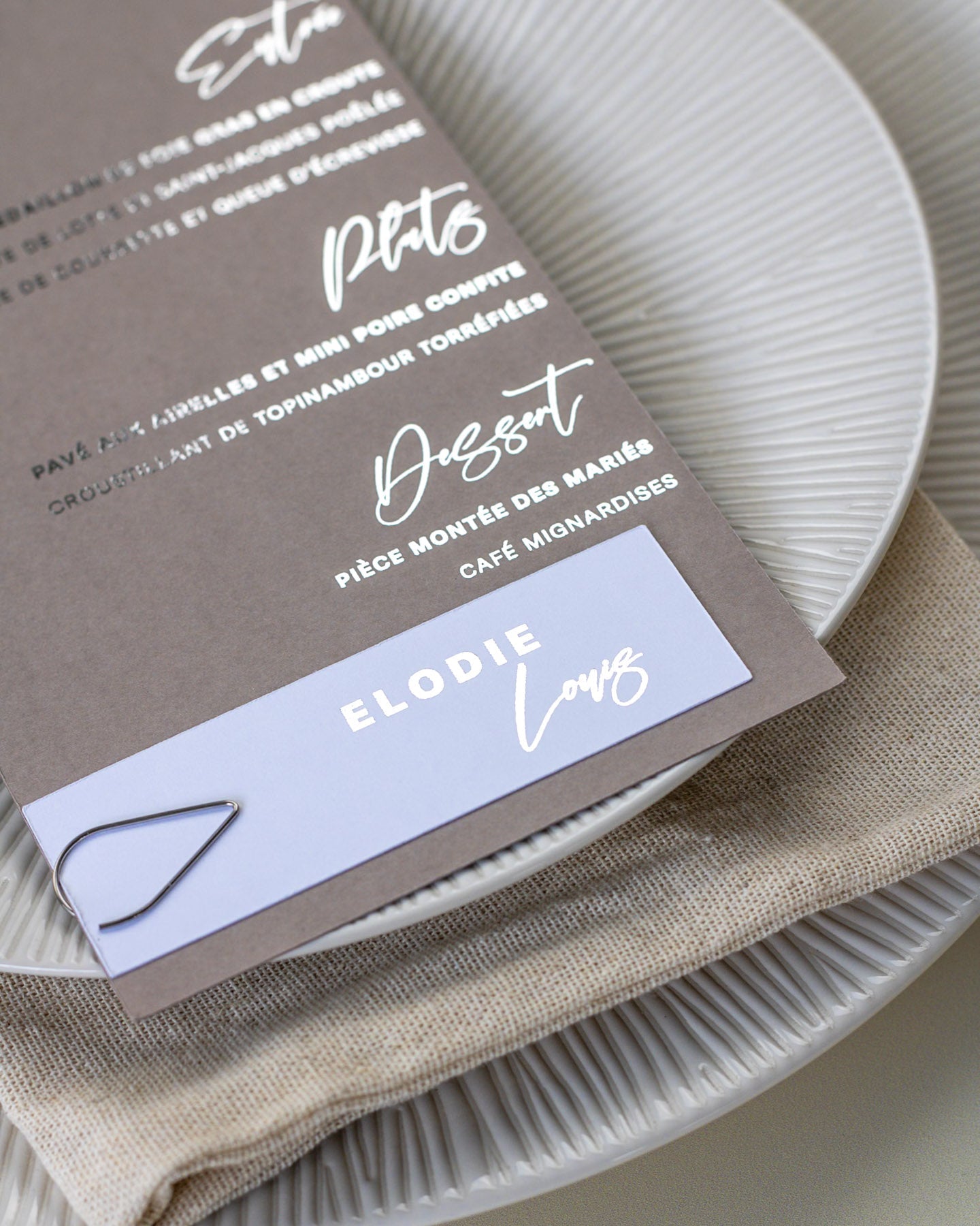 Nessa - menu & marque - place - Menu - Luxe Carterie Studio