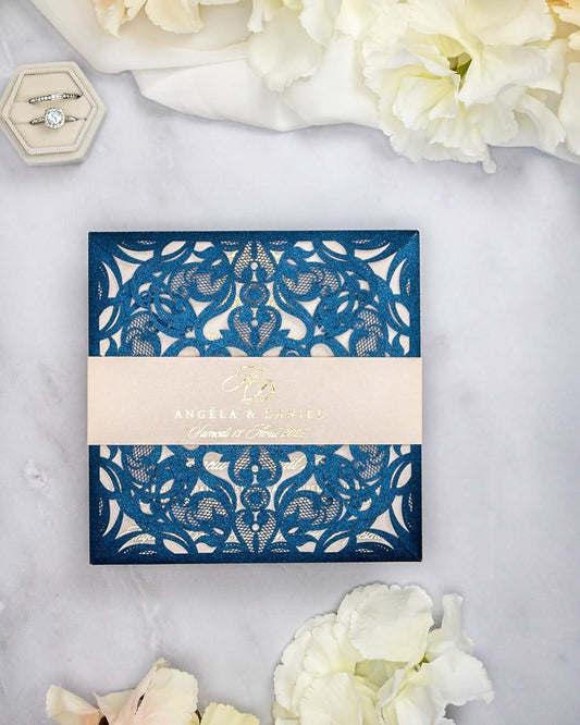 "Oeillet" - Faire-part de mariage laser cut élégant et romantique avec dorure or - Wedding stationery - Création Luxe Carterie Studio