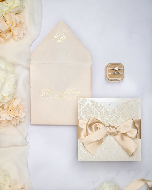 "Olive" - Faire-part de mariage chic, élégant et romantique avec dorure or - Wedding stationery - Création Luxe Carterie Studio