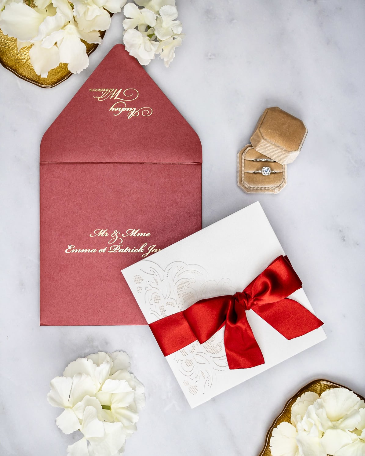"Olivia" - Faire-part de mariage chic, élégant et romantique avec dorure or - Wedding stationery - Création Luxe Carterie Studio