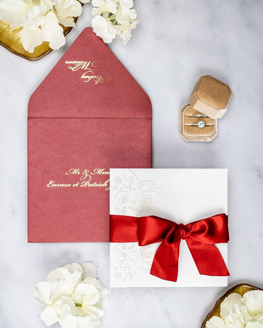 "Olivia" - Faire-part de mariage chic, élégant et romantique avec dorure or - Wedding stationery - Création Luxe Carterie Studio