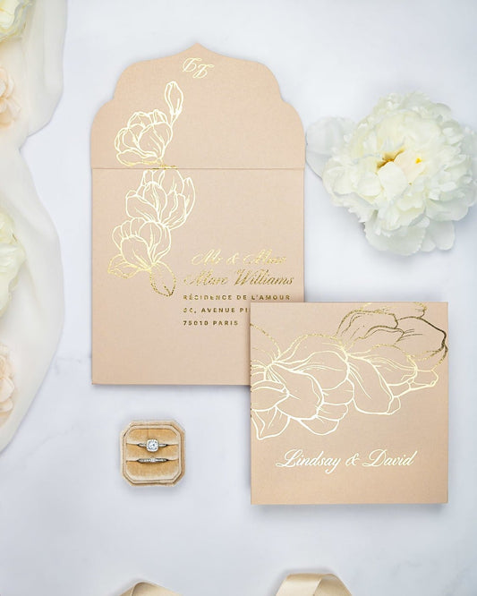 "Oriane" - Faire-part de mariage chic, élégant et romantique avec dorure or - Wedding stationery - Création Luxe Carterie Studio