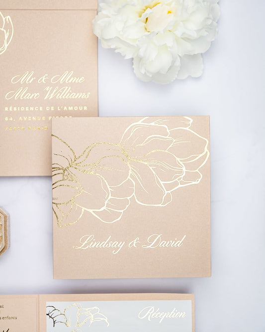 "Oriane" - Faire-part de mariage chic, élégant et romantique avec dorure or - Wedding stationery - Création Luxe Carterie Studio