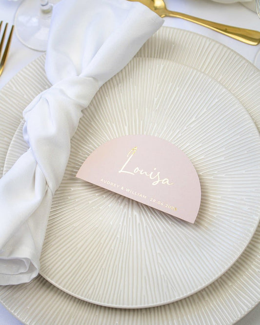 "Paula - Marque-place" – Marque-place chic, élégant et romantique avec dorure or pour réception de mariage – Papeterie de mariage - Wedding stationery - Création Luxe Carterie Studio