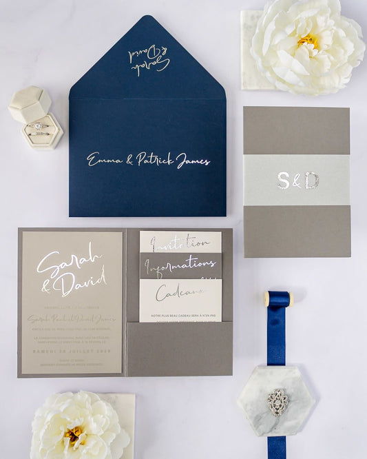 "Penny" - Faire-part de mariage moderne, chic et élégant avec dorure or – Wedding stationery - Création Luxe Carterie Studio