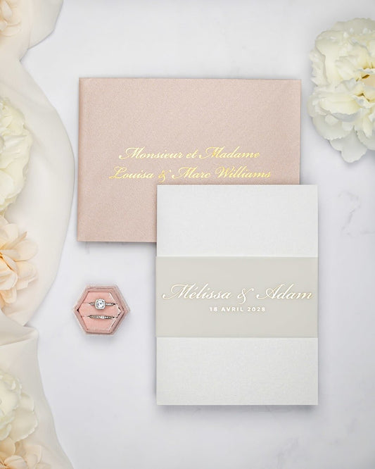 "Peony" - Faire-part de mariage chic, élégant et romantique avec dorure or - Wedding stationery - Création Luxe Carterie Studio