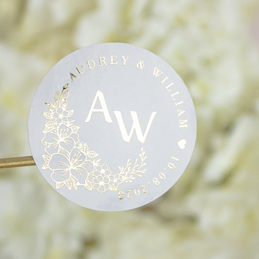 "Perla - Sticker" - Faire-part de mariage chic, élégant et romantique avec dorure or - Wedding stationery - Création Luxe Carterie Studio
