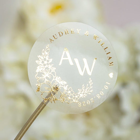 "Perla - Sticker" - Faire-part de mariage chic, élégant et romantique avec dorure or - Wedding stationery - Création Luxe Carterie Studio
