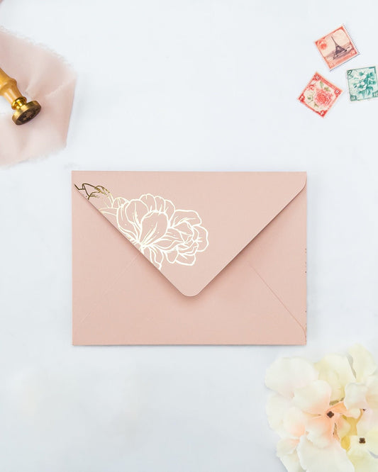 PIVOINE - Enveloppe épaisse avec Dorure - Enveloppe - 12 cm x 16.5 cm - Luxe Carterie Studio