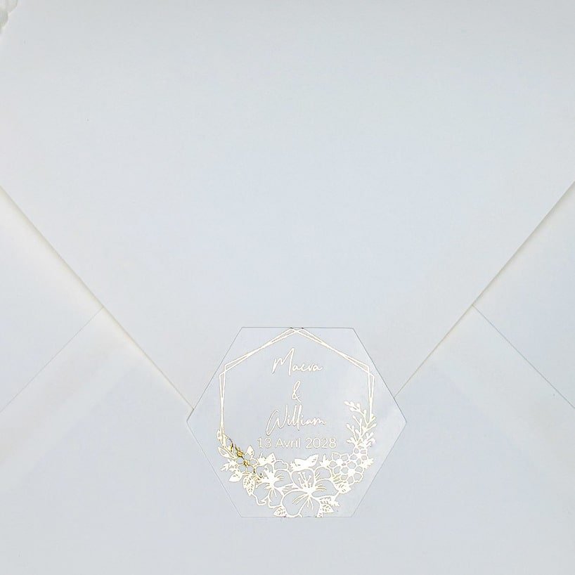 "Prisca - Sticker" - Faire-part de mariage chic, élégant et romantique avec dorure or - Wedding stationery - Création Luxe Carterie Studio