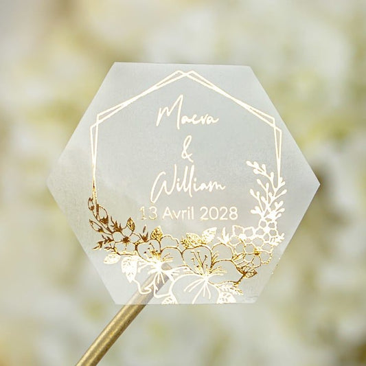 "Prisca - Sticker" - Faire-part de mariage chic, élégant et romantique avec dorure or - Wedding stationery - Création Luxe Carterie Studio