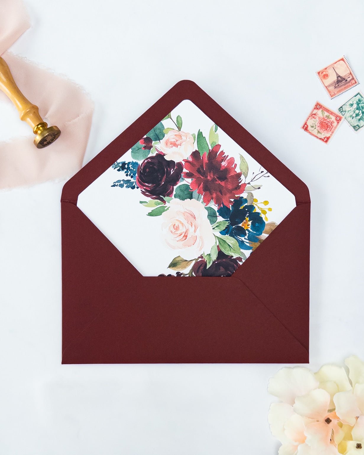 ROSALIA - Enveloppe épaisse avec doublure fleurie - Enveloppe - 12 cm x 16.5 cm - Luxe Carterie Studio