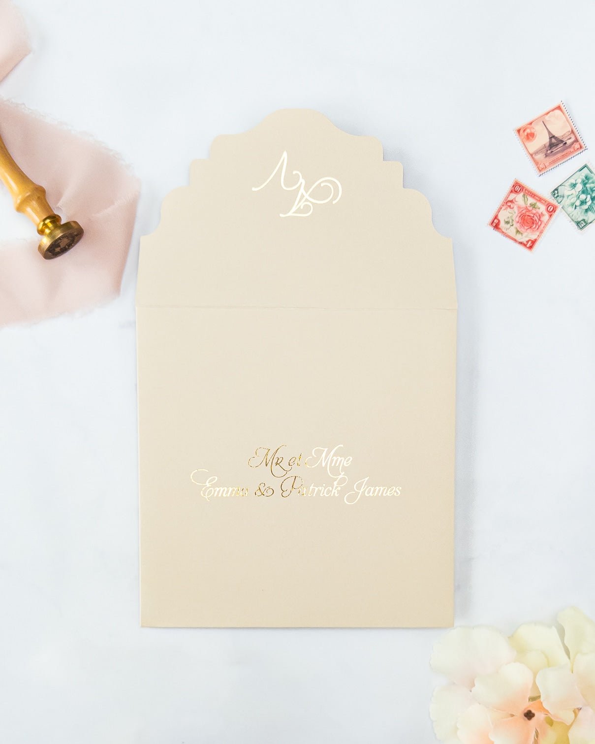 ROSEE - Enveloppe épaisse avec doublure fleurie - Enveloppe - 12 cm x 16.5 cm - Luxe Carterie Studio