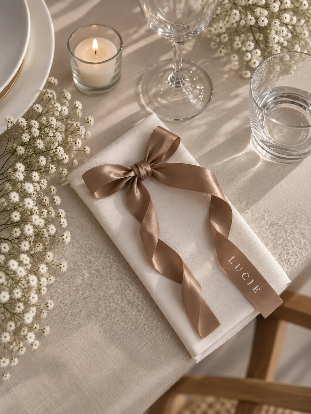 Valy - Ruban satin 2.5 cm - Marque-place