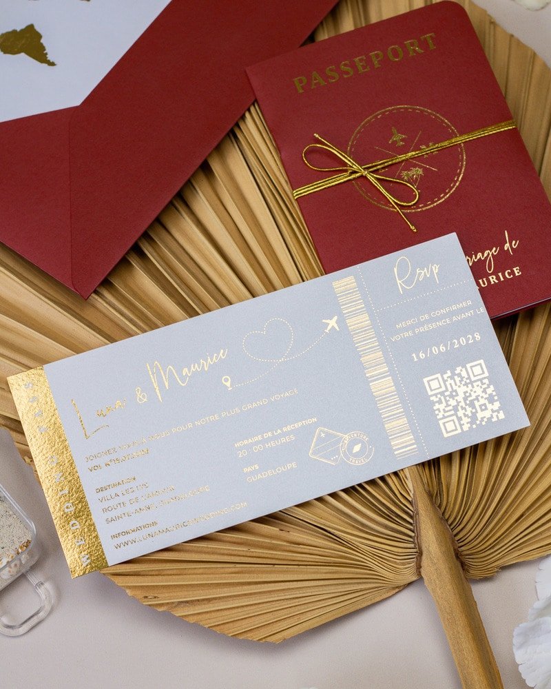 Ruby - Passeport - Echantillon - Faire - part - Luxe Carterie Studio