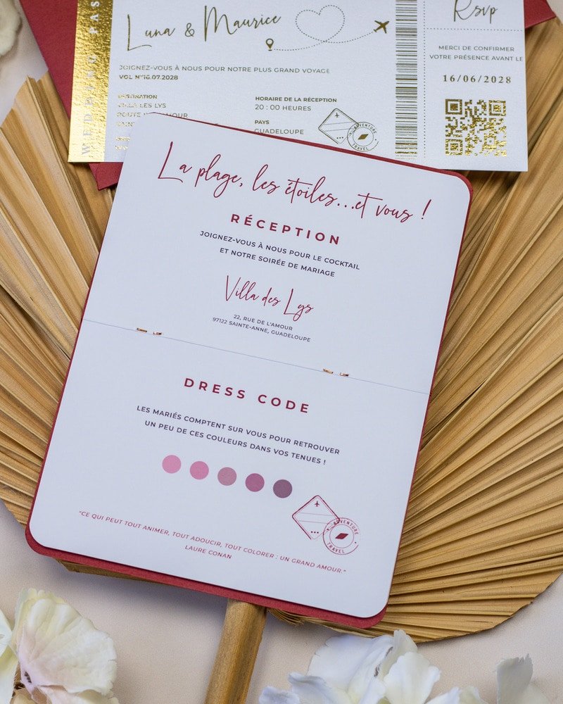 Ruby - Passeport - Echantillon - Faire - part - Luxe Carterie Studio