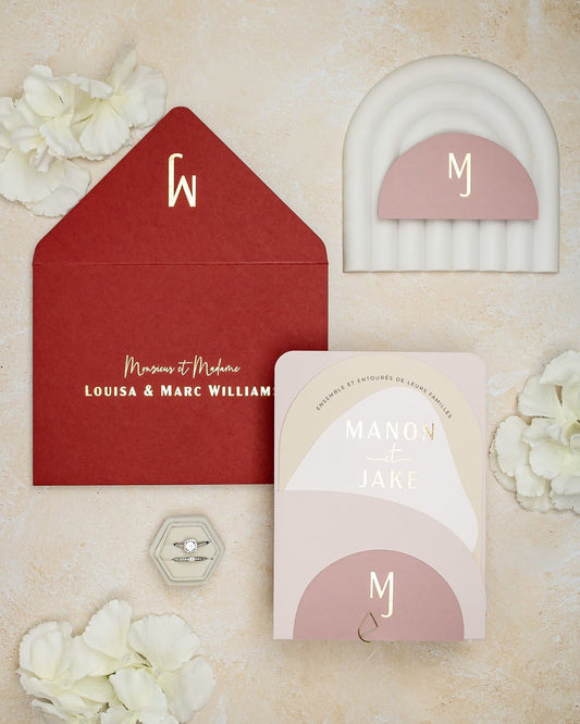 "Saphir" - Faire-part de mariage moderne, chic et élégant avec dorure or – Wedding stationery - Création Luxe Carterie Studio