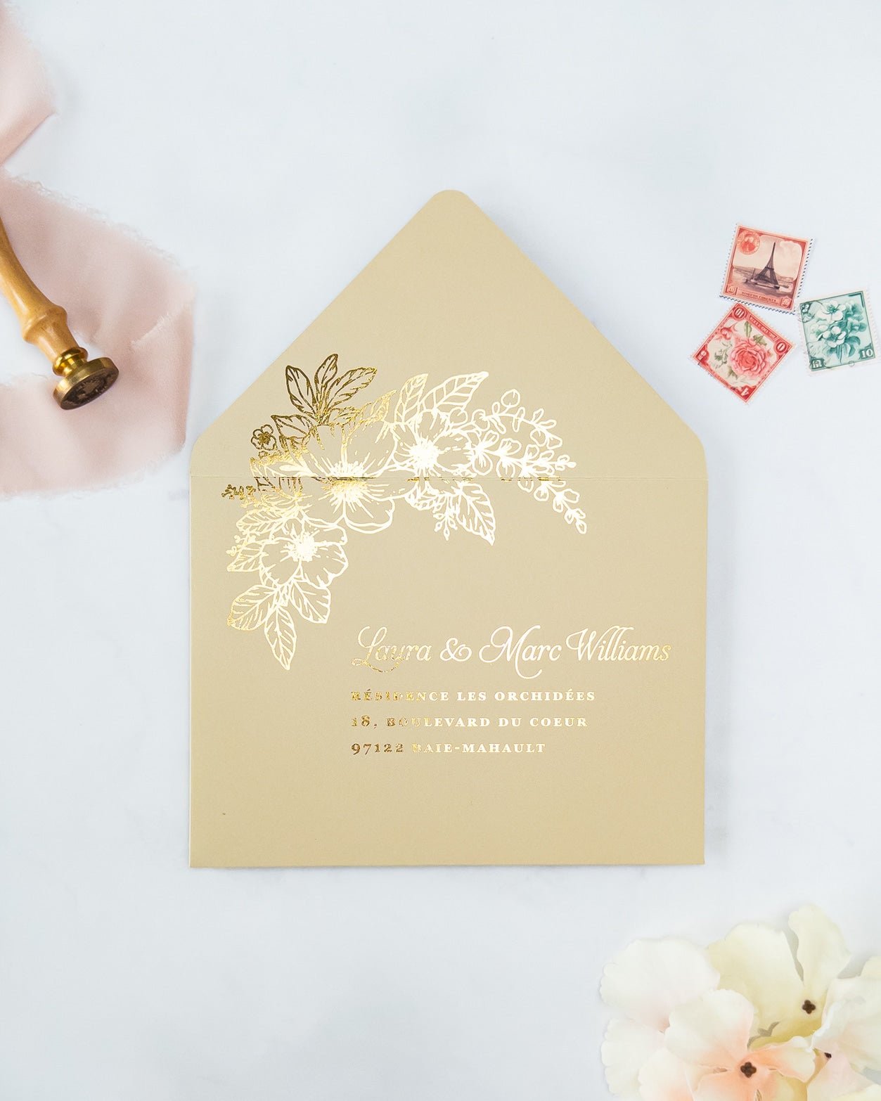 SAPHIRA - Enveloppe épaisse avec Dorure - Enveloppe - 12 cm x 16.5 cm - Luxe Carterie Studio