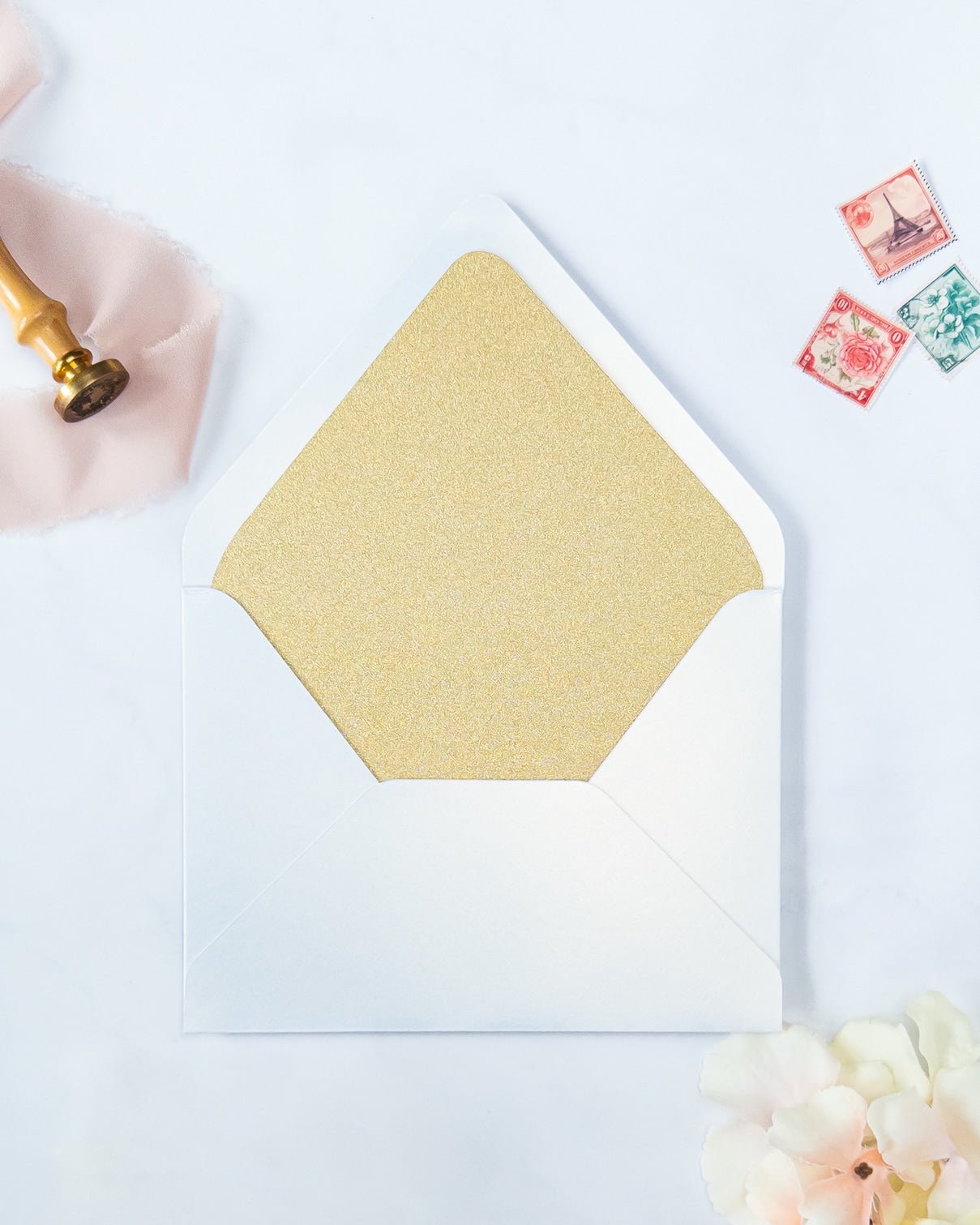 SATINEA - Enveloppe épaisse avec Doublure pailletée - Enveloppe - 12 cm x 16.5 cm - Luxe Carterie Studio