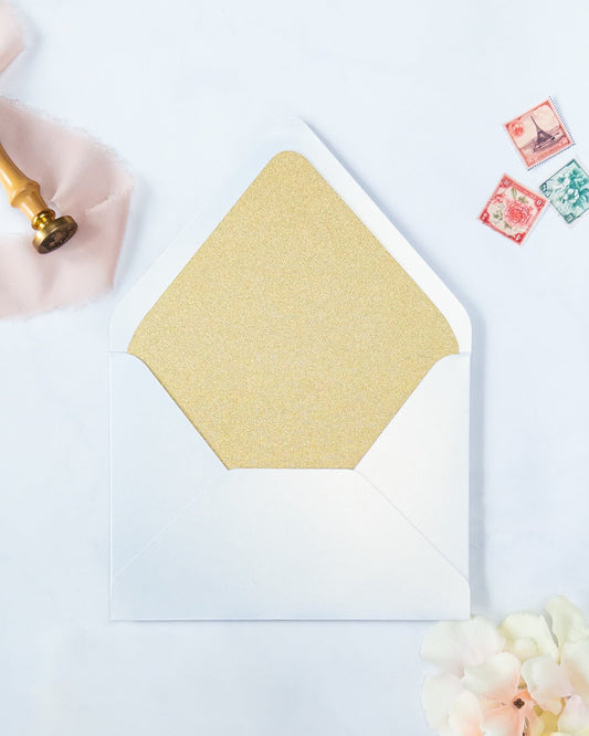 SATINEA - Enveloppe épaisse avec Doublure pailletée - Enveloppe - 12 cm x 16.5 cm - Luxe Carterie Studio