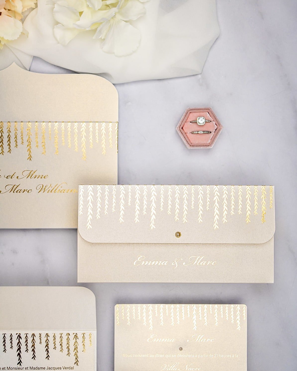 "Serena" - Faire-part de mariage chic, élégant et romantique avec dorure or - Wedding stationery - Création Luxe Carterie Studio