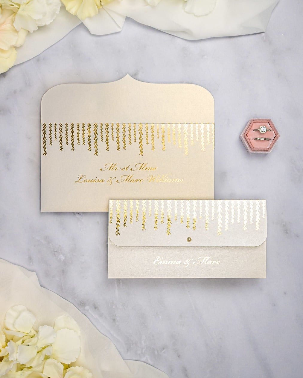 "Serena" - Faire-part de mariage chic, élégant et romantique avec dorure or - Wedding stationery - Création Luxe Carterie Studio