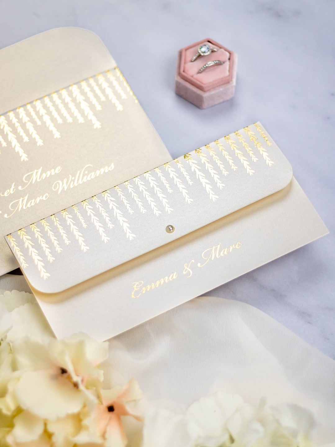 "Serena" - Faire-part de mariage chic, élégant et romantique avec dorure or - Wedding stationery - Création Luxe Carterie Studio
