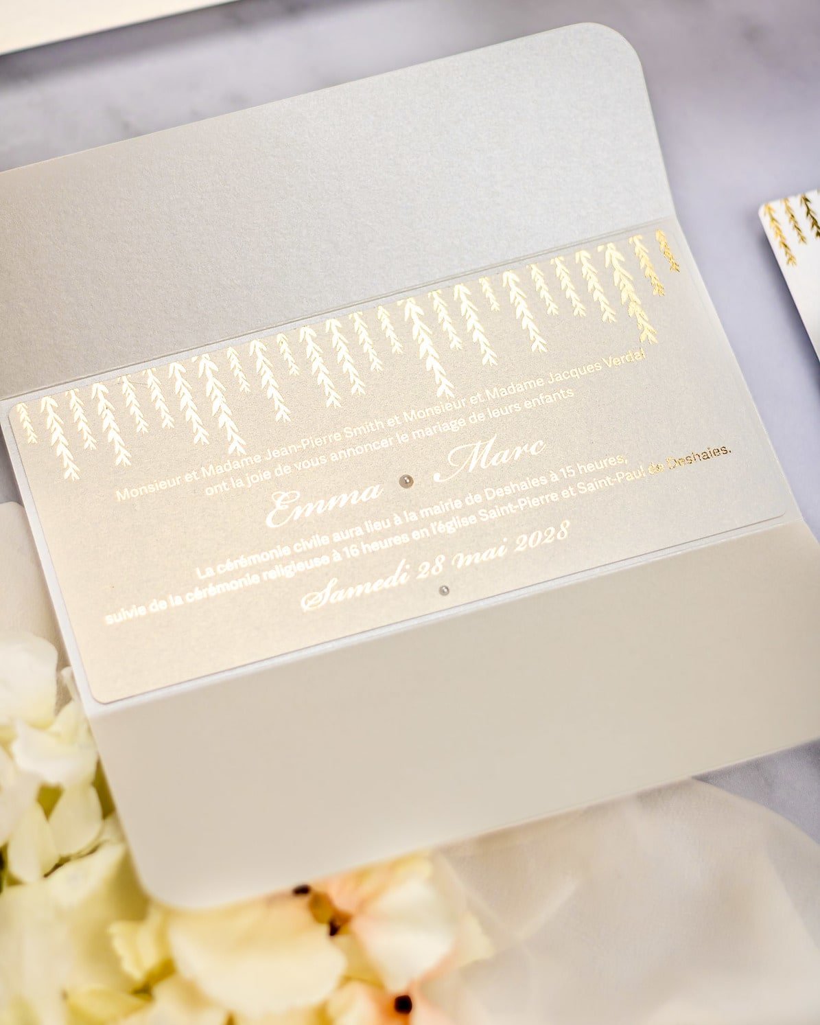 "Serena" - Faire-part de mariage chic, élégant et romantique avec dorure or - Wedding stationery - Création Luxe Carterie Studio