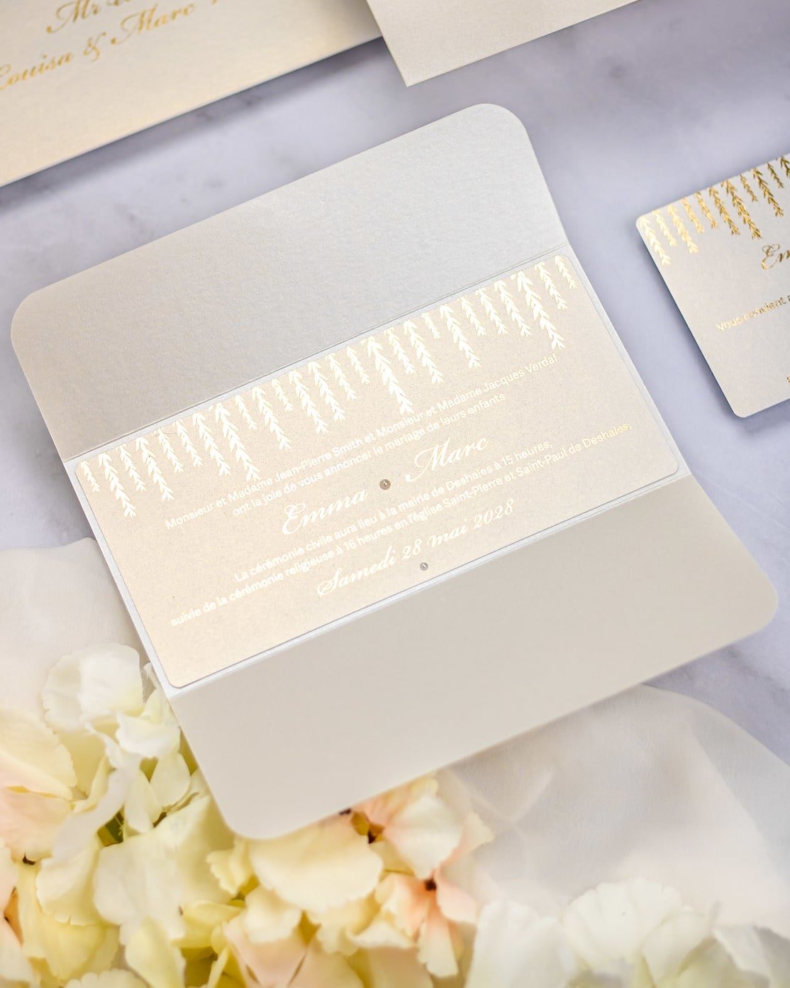 "Serena" - Faire-part de mariage chic, élégant et romantique avec dorure or - Wedding stationery - Création Luxe Carterie Studio