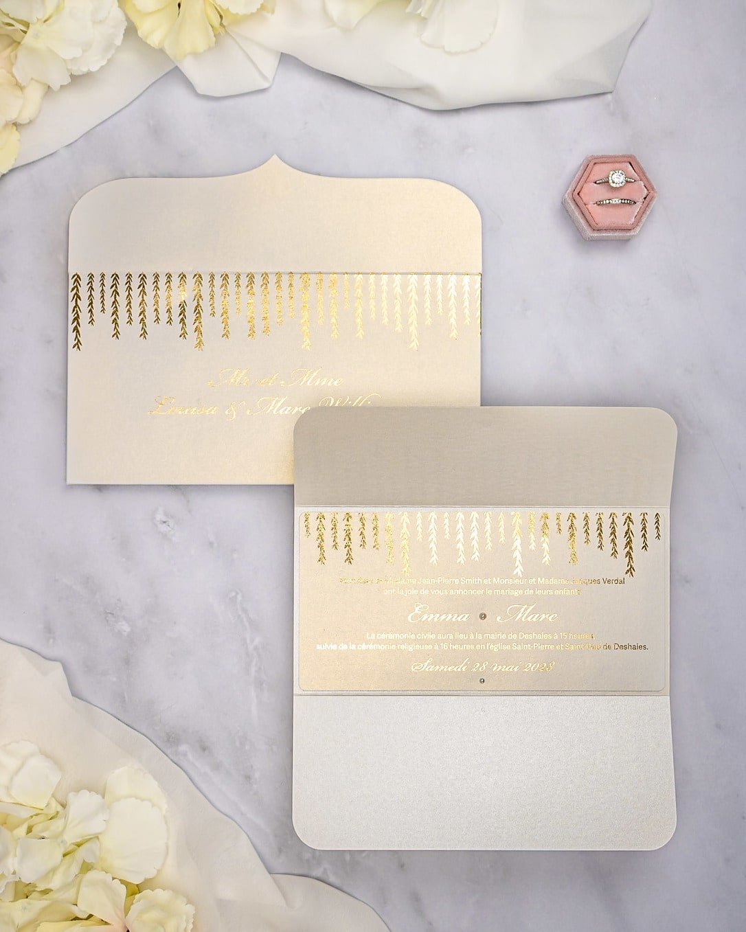 "Serena" - Faire-part de mariage chic, élégant et romantique avec dorure or - Wedding stationery - Création Luxe Carterie Studio
