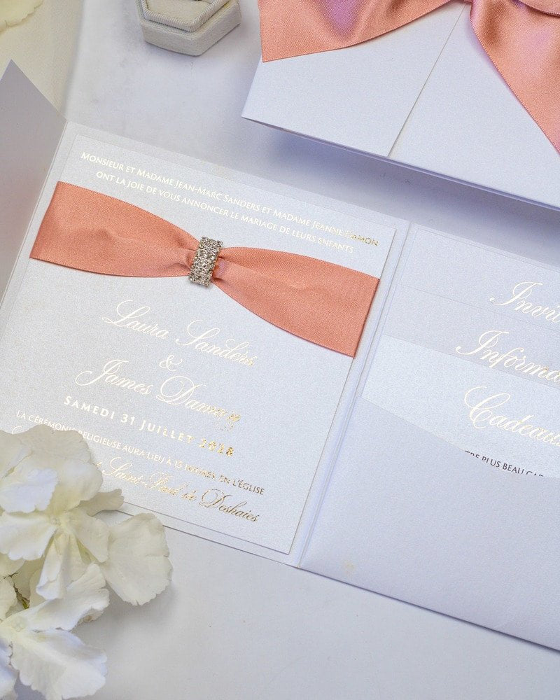 Shani - Faire - part - Faire - part Pochette + 2 cartons (Invitation / Informations / RSVP / Programme ou autre) - Sans enveloppe - Luxe Carterie Studio