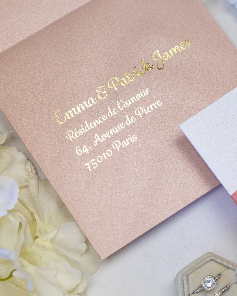 Shani - Faire - part - Faire - part Pochette + 2 cartons (Invitation / Informations / RSVP / Programme ou autre) - Sans enveloppe - Luxe Carterie Studio